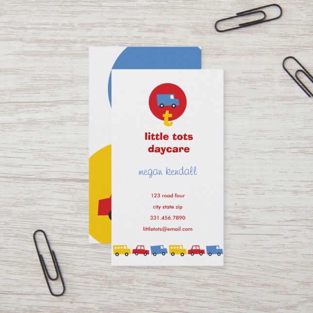 Boys' Toys Fun Transport Kids Preschool Daycare Business Card (Front/Back In Situ)