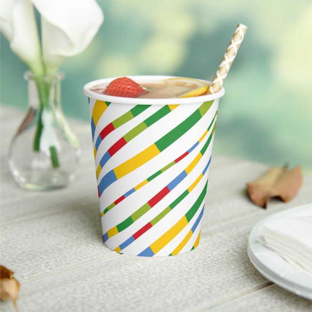 Boys Toys Kids Birthday Party Colourful Fun Stripe Paper Cups (Insitu)
