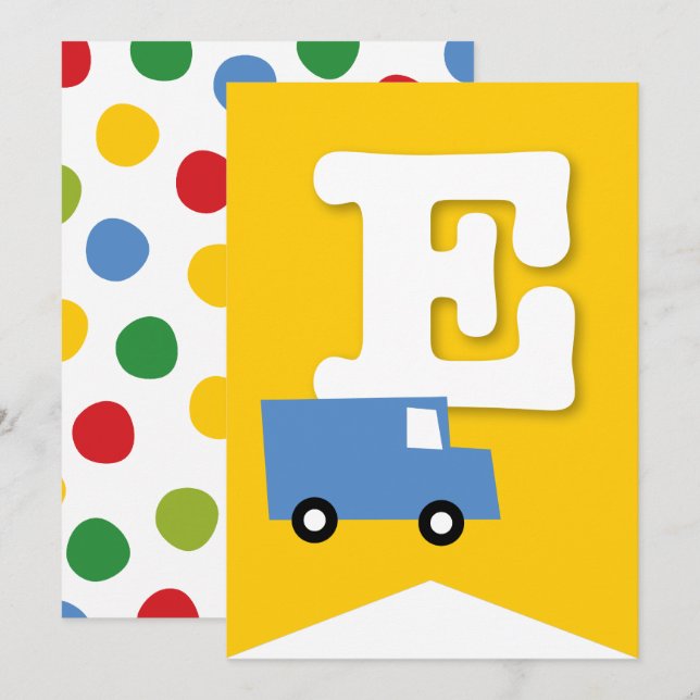 Boys Toys Kid's Birthday Party DIY Bunting Banner Invitation (Front/Back)