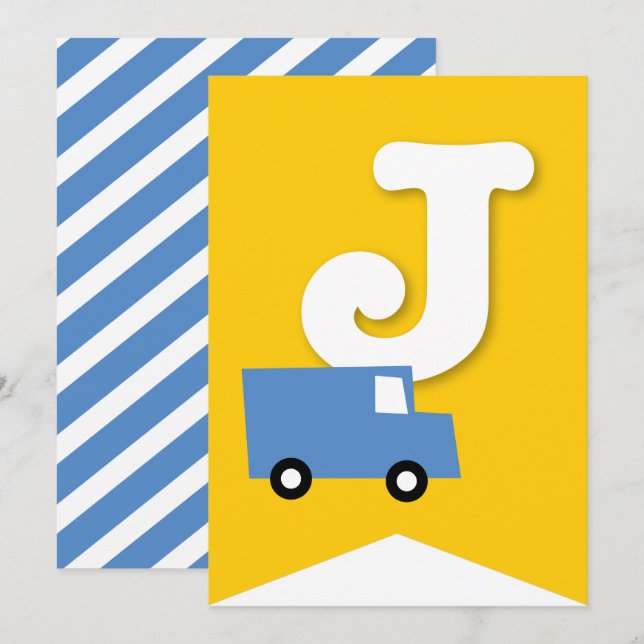 Boys Toys Kid's Birthday Party DIY Bunting Banner Invitation (Front/Back)