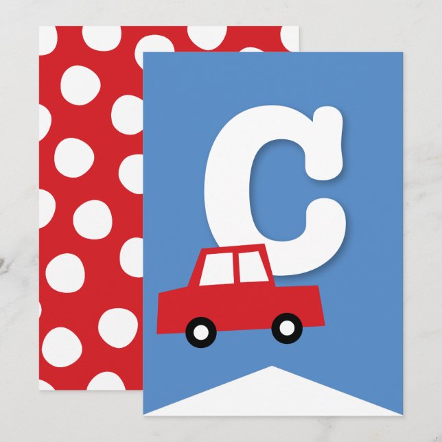 Boys Toys Kid's Birthday Party DIY Bunting Banner Invitation (Front/Back)