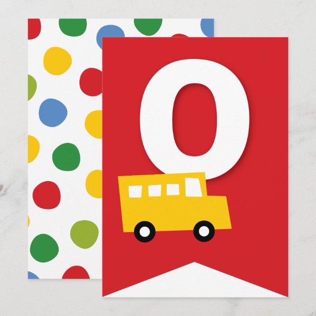 Boys Toys Kid's Birthday Party DIY Bunting Banner Invitation (Front/Back)