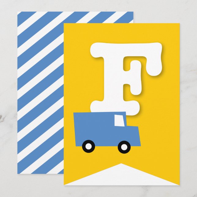 Boys Toys Kid's Birthday Party DIY Bunting Banner Invitation (Front/Back)