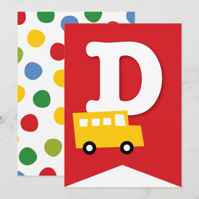 Boys Toys Kid's Birthday Party DIY Bunting Banner Invitation (Front/Back)