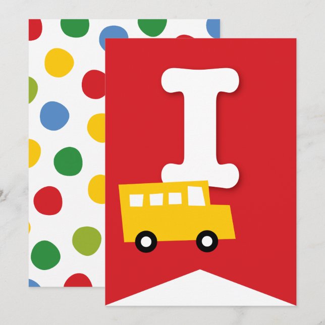 Boys Toys Kid's Birthday Party DIY Bunting Banner Invitation (Front/Back)