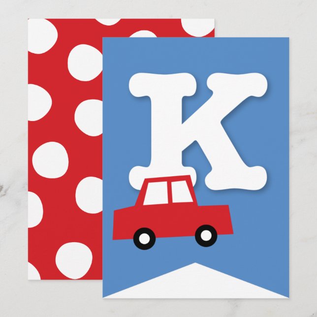 Boys Toys Kid's Birthday Party DIY Bunting Banner Invitation (Front/Back)