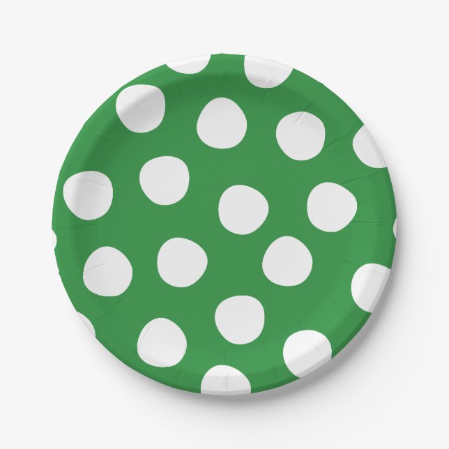 Boys Toys Kids Birthday Party Polka Dots On Green Paper Plate (Front)