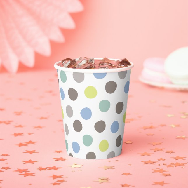 Boys Toys Kid's Birthday Pastel Blue Polka Dots Paper Cups (Insitu)