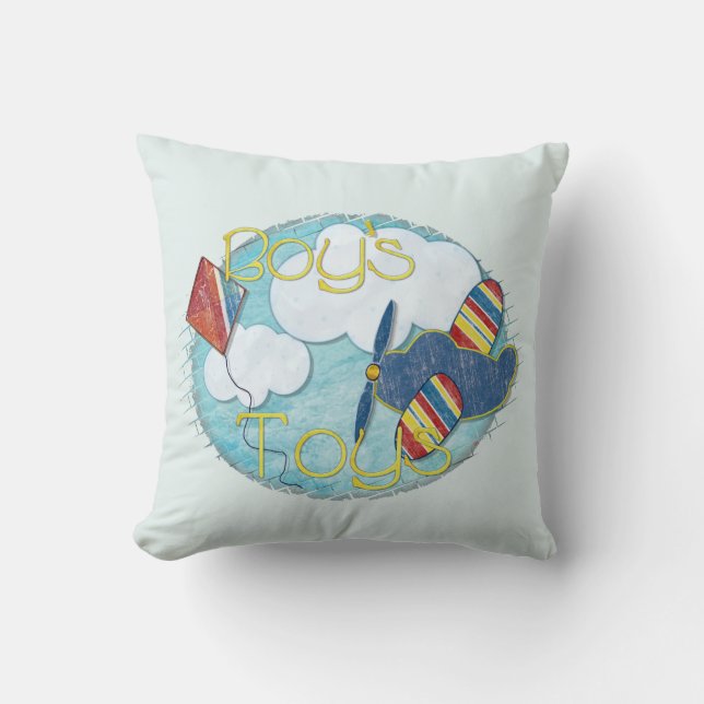 Boys Toys Mixed Media Cushion (Front)