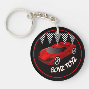 Boys Toys Red Sports Car Acrylic Key Chain
