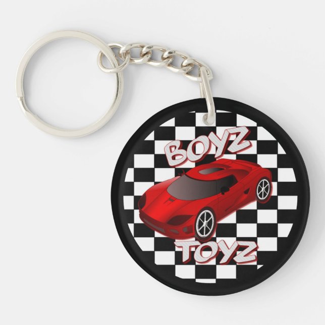 Boys Toys Red Sports Car Acrylic Key Chain 2 (Front)
