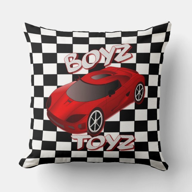 Boys Toys Red Sports Car Cushion (Front)