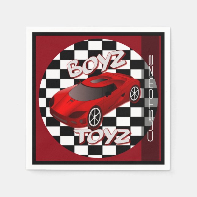 Boys Toys Red Sports Car Napkin (Front)