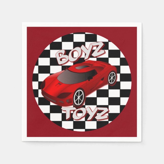 Boys Toys Red Sports Car Napkins 2 (Front)