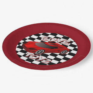Boys Toys Red Sports Car Paper Plates
