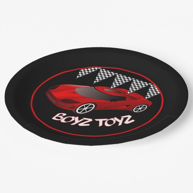 Boys Toys Red Sports Car Paper Plates  2 (Angled)