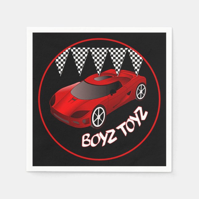 Boys Toys Red Sports Car Party Napkins (Front)