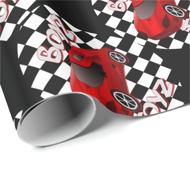 Boys Toys Red Sports Car Wrapping Paper (Roll Corner)
