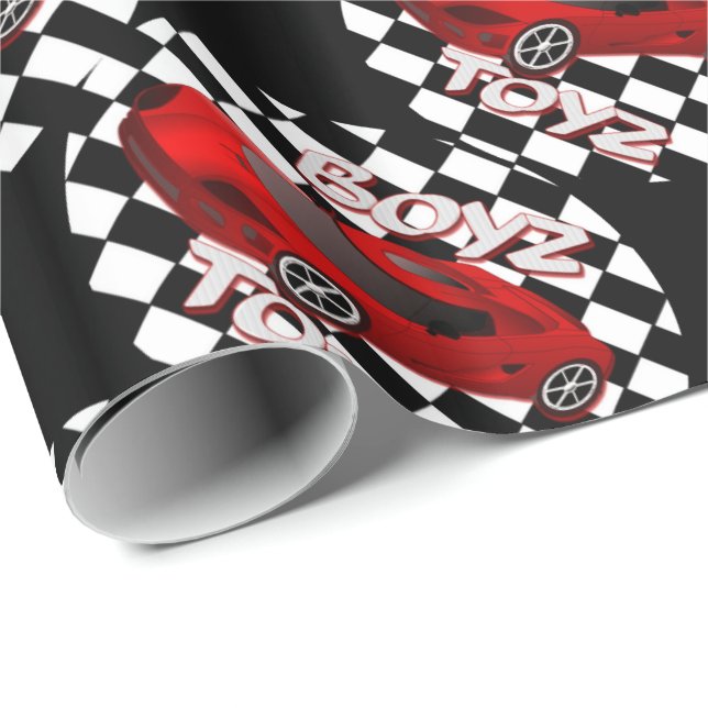 Boys Toys Red Sports Car Wrapping Paper (Roll Corner)