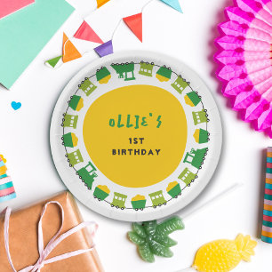 Boys Toys Transport Green Train Boy Birthday Party Paper Plate