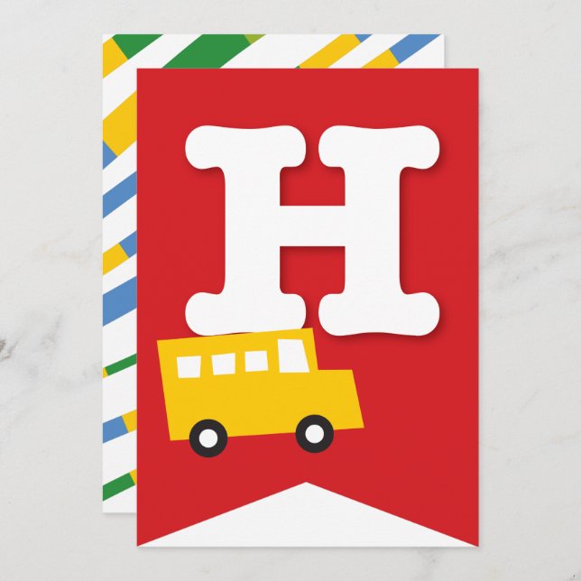 Boys Toys Transport Happy Birthday Party Banner Invitation (Front/Back)