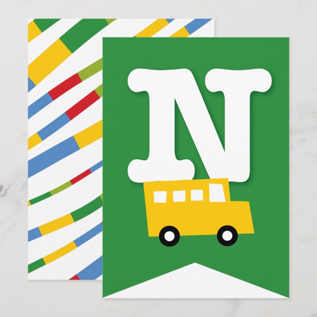 Boys Toys Transport Happy Birthday Party Banner Invitation (Front/Back)