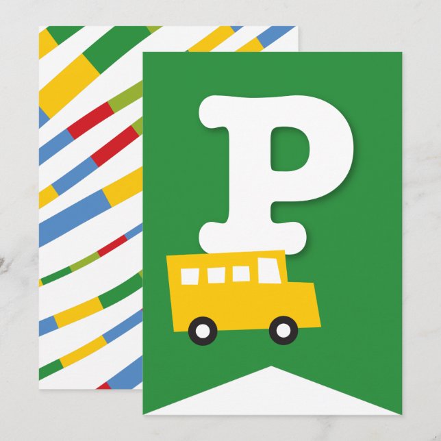 Boys Toys Transport Happy Birthday Party Banner Invitation (Front/Back)