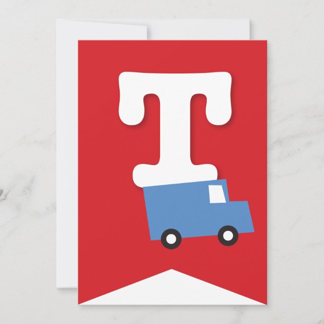 Boys Toys Transport Happy Birthday Party Banner Invitation (Front)