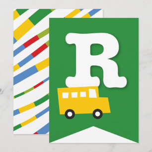 Boys Toys Transport Happy Birthday Party Banner Invitation