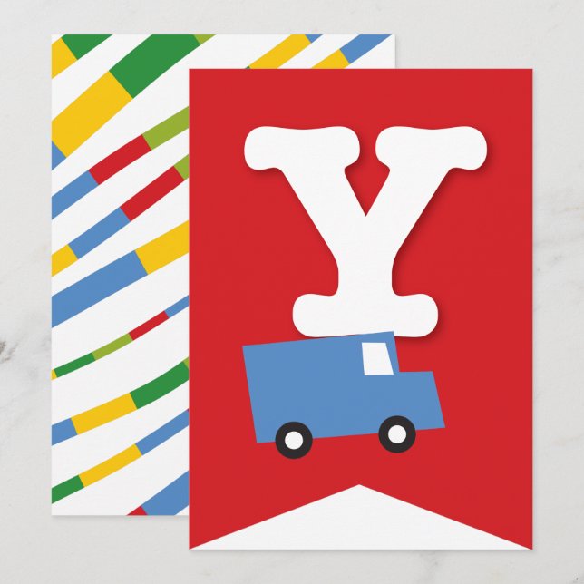 Boys Toys Transport Happy Birthday Party Banner Invitation (Front/Back)