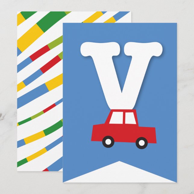 Boys Toys Transport Happy Birthday Party Banner Invitation (Front/Back)