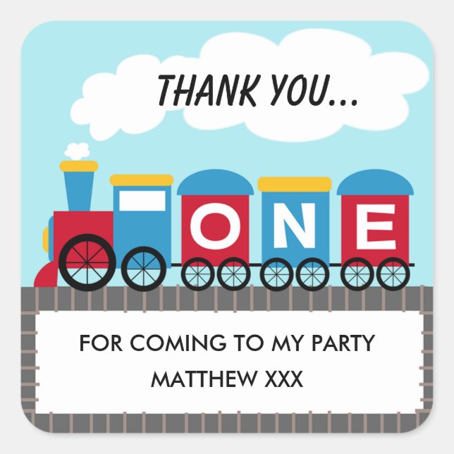 Boys Train 1st Birthday Sticker (Front)