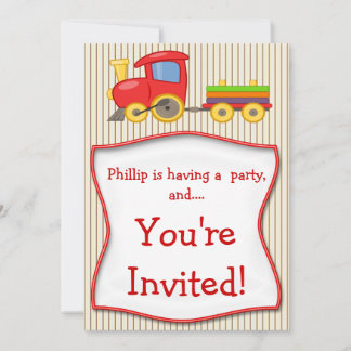 Boys Train Birthday Party Invitation