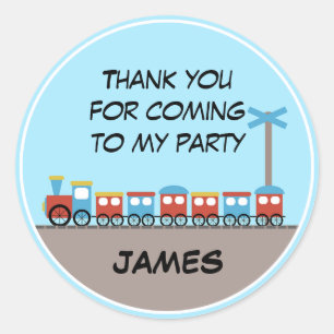 Boys Train Birthday Thank You Sticker