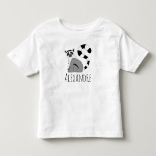 Boys Trendy Cute Jungle Lemur and Name Toddler T-Shirt