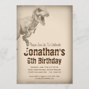 Boys TRex Dinosaur Birthday Party Invitations