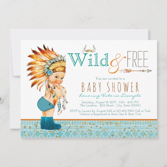 Boys Tribal Boho Wild and Free Baby Shower Invitation (Front)