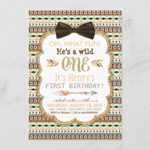 Boys Tribal First Birthday Party Invitation