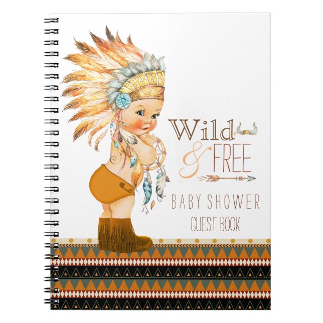Boys Tribal Wild and Free Baby Shower Guest Book (Front)