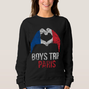Boys Trip Paris Love Heart Vintage France Flag Sweatshirt
