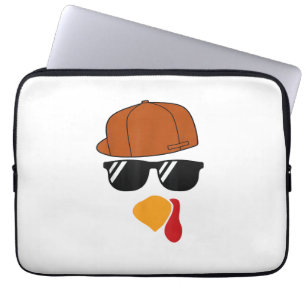 Boys Turkey Face Thanksgiving Trucker Hat Glasses  Laptop Sleeve