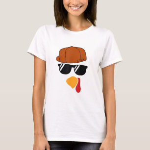 Boys Turkey Face Thanksgiving Trucker Hat Glasses T-Shirt