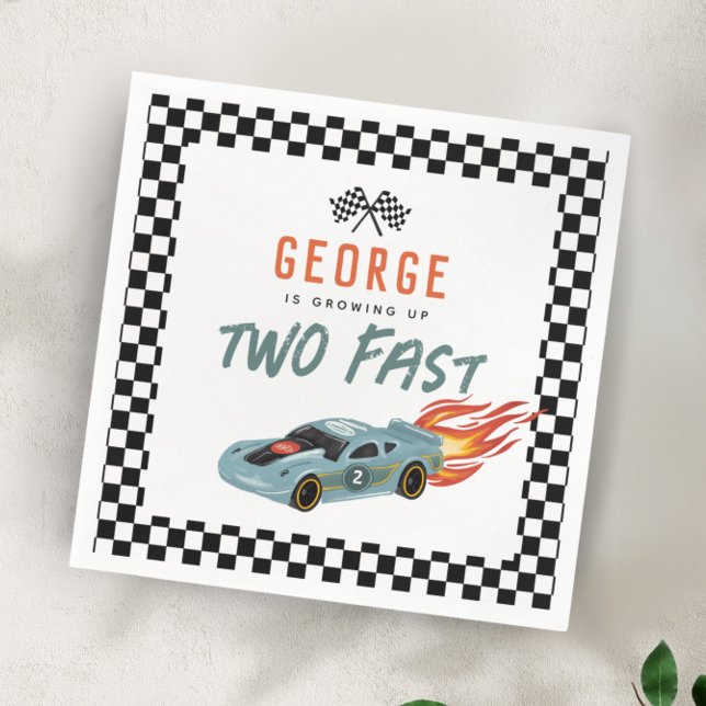 Boys Two Fast 2nd Birthday Race Car Napkin (Creator Uploaded)
