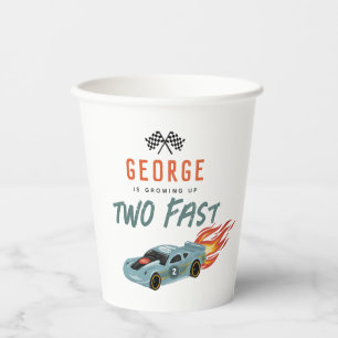 Boys Two Fast 2nd Birthday Racing Car Paper Cups