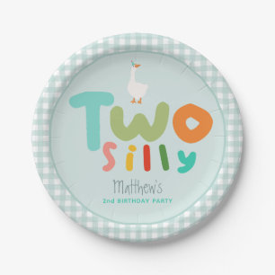 Boys Two Silly Goose Blue Farm 2nd Birthday Paper Plate