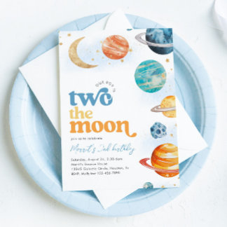 Boy's Two the Moon Party Invitation