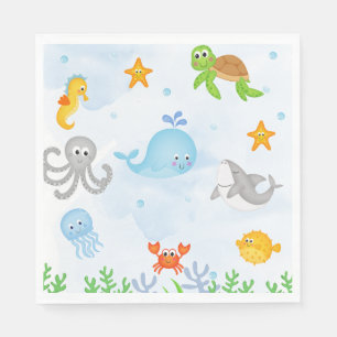 Boys Under the Sea Oneder The Sea 1st Birthday Napkin