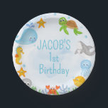 Boys Under the Sea Oneder The Sea 1st Birthday  Paper Plate<br><div class="desc">Boys Under the Sea Oneder The Sea 1st Birthday Paper Plates
 
Under the sea birthday paper plates for a baby boy featuring various sea creatures or critters and seaweed. This boy's under the sea birthday plate is ideal for a little boys under the sea themed birthday party.</div>
