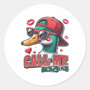 Boys Valentines Call Me Duck Hunting Kid Cute Cool Classic Round Sticker