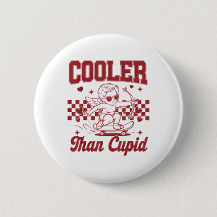 Boys Valentines Day Cooler Than Cupid Skateboardin 6 Cm Round Badge